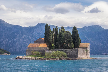 Fototapeta na wymiar St George islet in the Kotor Bay, near Perast town, Montenegro
