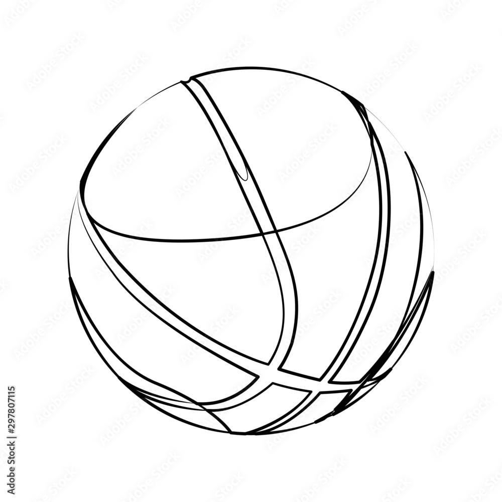 Wall mural basketball ball contour vector illustration