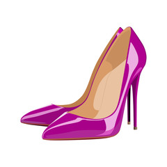 high heeled shoe purple realistic vector illustration isolated
