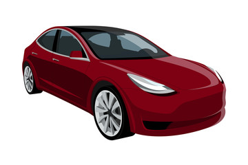 Red electric car. Vector illustration EPS 10