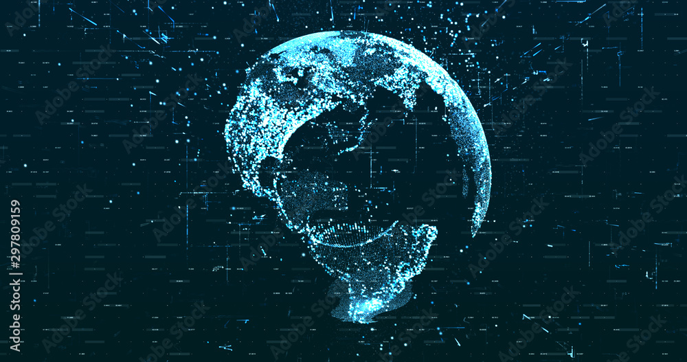 Wall mural digital space world 3d data earth background