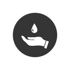 Safe water logo, water drop and hand icons.