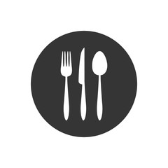 Spoon, fork and knife icon vector illustration flat style