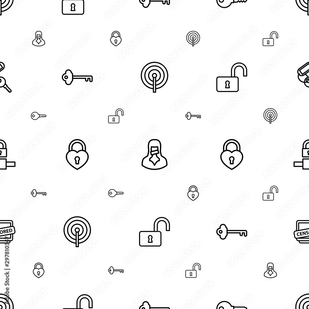 Sticker secret icons pattern seamless white background