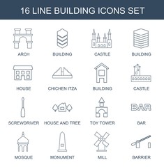 16 building icons