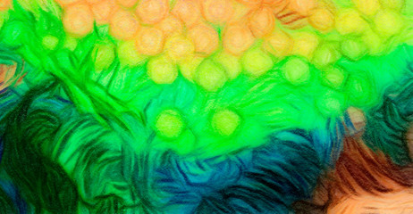 Abstract oil painting texture background. Wall art. Stock. Impressionism and expressionism mixed media style. Colored backdrop. Chaotic strokes and splashes. Hand drawn abstraction. Watercolor element