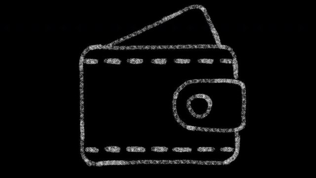 wallet icon designed with drawing style on chalkboard, animated footage ideal for compositing and motiongrafics