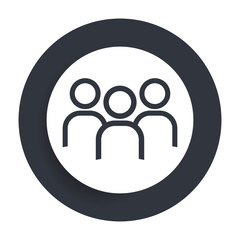 User group icon flat vector round button clean black and white design concept isolated illustration