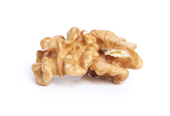 Macro shot of a walnut isolated on white background