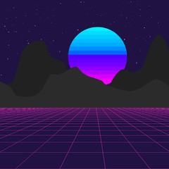 Vaporwave neon color perspective and galaxy