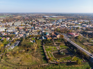 Sochaczew, widok z lotu ptaka na centrum miasta