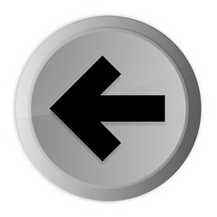 Back icon metal silver round button metallic design circle isolated on white background black and white concept illustration