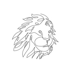 The head of a lion, drawn in one line. Continuous line.