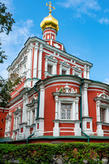 Fototapeta na wymiar Church of the assumption of the blessed virgin Mary with refectory in Novodevichy monastery