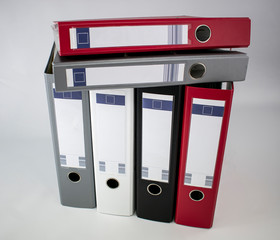 Assorted colored document file cabinets for office