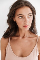 Naklejka premium Portrait of a beautiful sensual young brunette woman