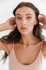 Portrait of a beautiful sensual young brunette woman