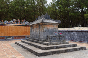 Stone grave inside of gravesite of the fourth emperor of the Nguyen dynasty 