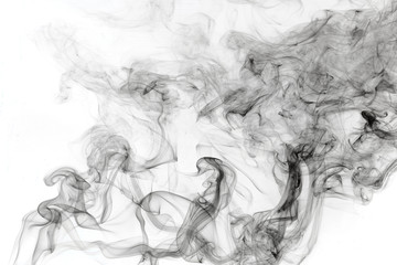 Abstract black smoke isolated on white background