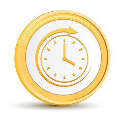 History icon gold round button golden coin shiny frame luxury concept abstract illustration isolated on white background