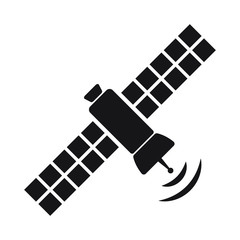 Satellite icon, space satellite symbol isolated.