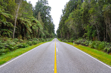 Fototapeta na wymiar New Zealand summer Road Landscape, South Island, New Zealand