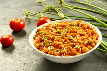 Delicious vegan curry, with chickpea, chana masala 