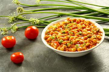 Homemade Indian chana masala, chickpeas curry  