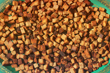 Rusks made of bread. Black bread. Background