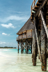 Wooden pier with building
