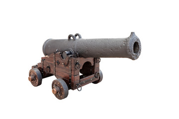 old guns isolated on White background, Montenegro, fortressress