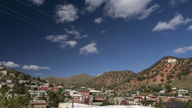 Time lapse of clouds over historic Bisbee, AZ