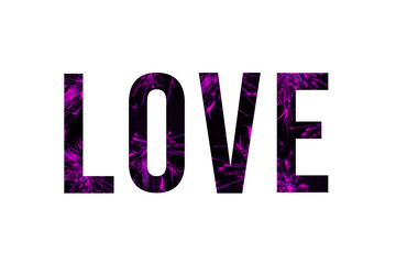 Word love in neon style