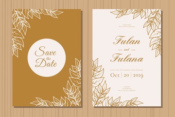 set cover content wedding invitation modern vintage retro rustic beauty elegant romantic background texture template with floral flower outline doodle hand drawn leaves vector illustration