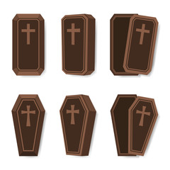 set of wooden coffin for funeral ceremony