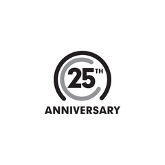 25th year celebrating anniversary emblem logo design template