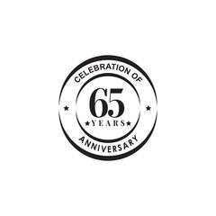 65th year celebrating anniversary emblem logo design template