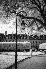 Place des vosges square in Paris,  black in white Infrared effect