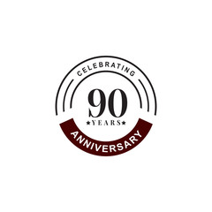 90th year celebrating anniversary emblem logo design template