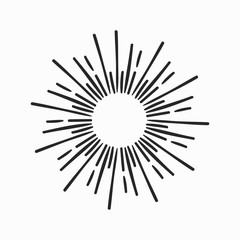 Obraz premium Vintage hand drawn sunburst illustration