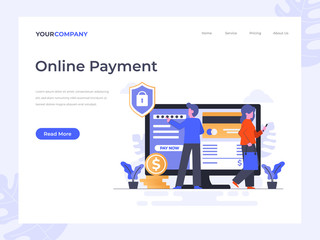 Online payment flat vector illustration concept, can be used for landing page, ui, web, app intro card, editorial, flyer, and banner.