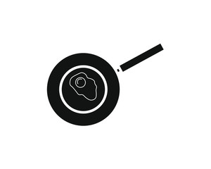simple vector icon of pan with fried egg