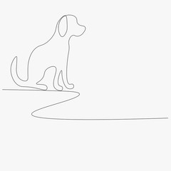 Dog silhouette one line drawing, vector illustration