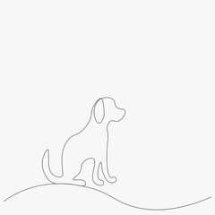 Dog silhouette one line drawing, vector illustration
