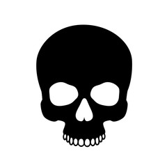 Human skull isolated on black,color symbol.