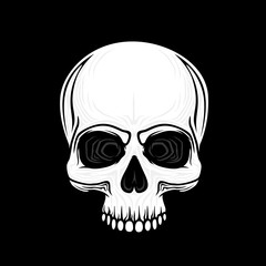 Human skull isolated on black,color symbol.
