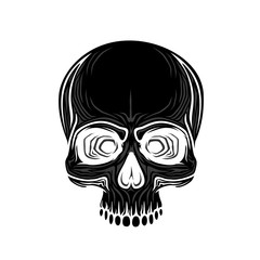 Human skull isolated on black,color symbol.