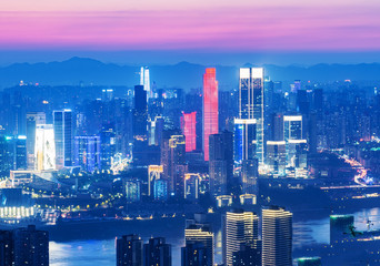 Fototapeta premium Panoramic city scenery, beautiful night view of Chongqing City in China