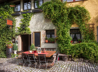 Romantic street cafe Bavaria Germany