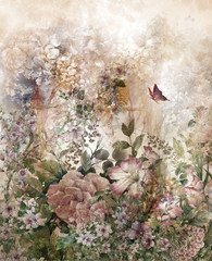 Fototapety  Malarstwo abstrakcyjne sztuki kolorowe kwiaty. Wielobarwny ilustracja wiosna.